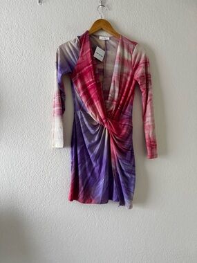 Tie-Dye Wrap Mini Dress with Twist Front